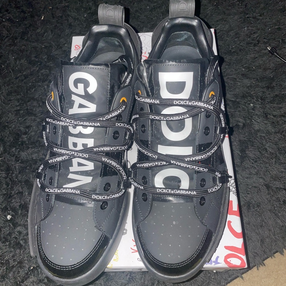 Dolce and gabbana mens calfskin portifino designer sneakers